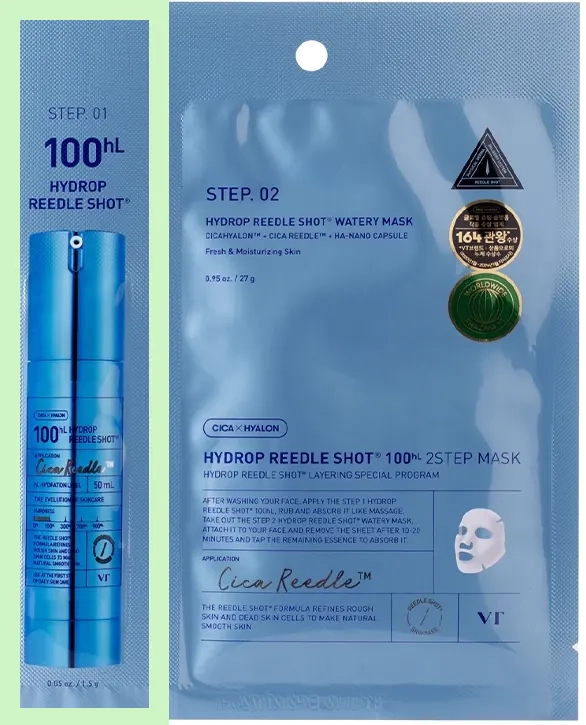 Крок 1 двоетапної маски VT Cosmetics HYDROP REEDLE SHOT 100hL 2-STEP MASK