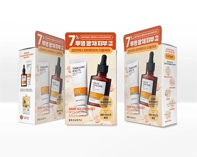Набір освітлюючих засобів для обличя - BEAUSTA Tranexamic Dark Solution Set, сироватка 30 мл + крем 30 мл + тканьова маска - фото N3