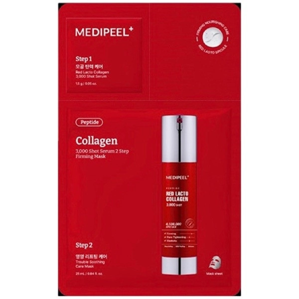 Набор двухэтапный сыворотка и маска с коллагеном и микроиглами - Medi peel Red Lacto Collagen 3000 Shot Serum 2 Step Mask, 1 шт - фото N1