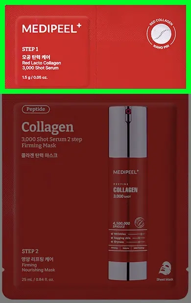 Шаг 1 двухэтапной маски Medi peel Red Lacto Collagen 3000 Shot Serum 2 Step Mask