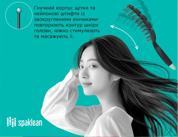 Щётка гибкая многофункциональная для волос и кожи головы - SPAKLEAN Amazing Flex Brush, 1 шт - фото N4