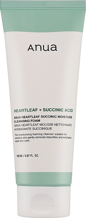 Заспокійлива пінка для вмивання з бурштиновою кислотою - ANUA Heartleaf Succinic Moisture Cleansing Foam, 150 мл - фото N2