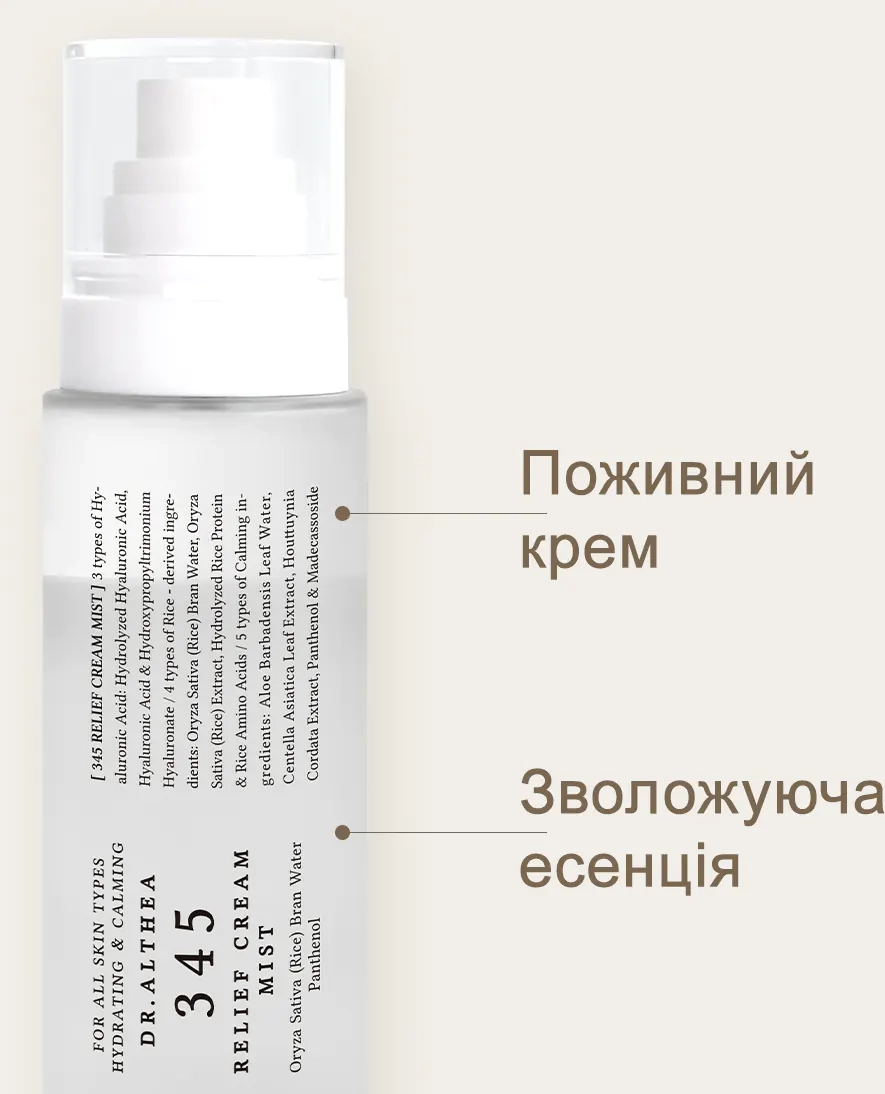 Двофазна текстура місту для обличчя Dr. Althea 345 Relief Cream Mist