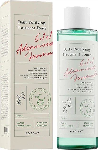 Тонер для проблемной кожи с центеллой и BHA-кислотой - AXIS-Y Daily Purifying Treatment Toner, 200 мл - фото N2