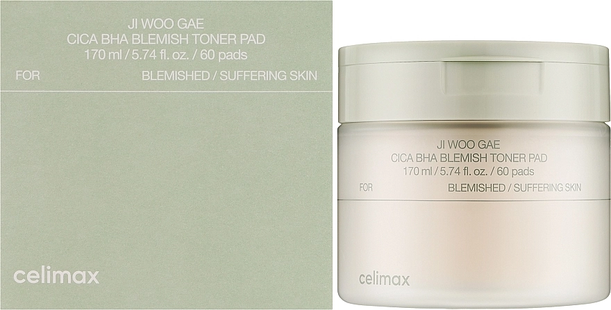 Пилинг-диски для лица - Celimax Ji Woo Gae Cica BHA Blemish Toner Pad, 60 pads - фото N1
