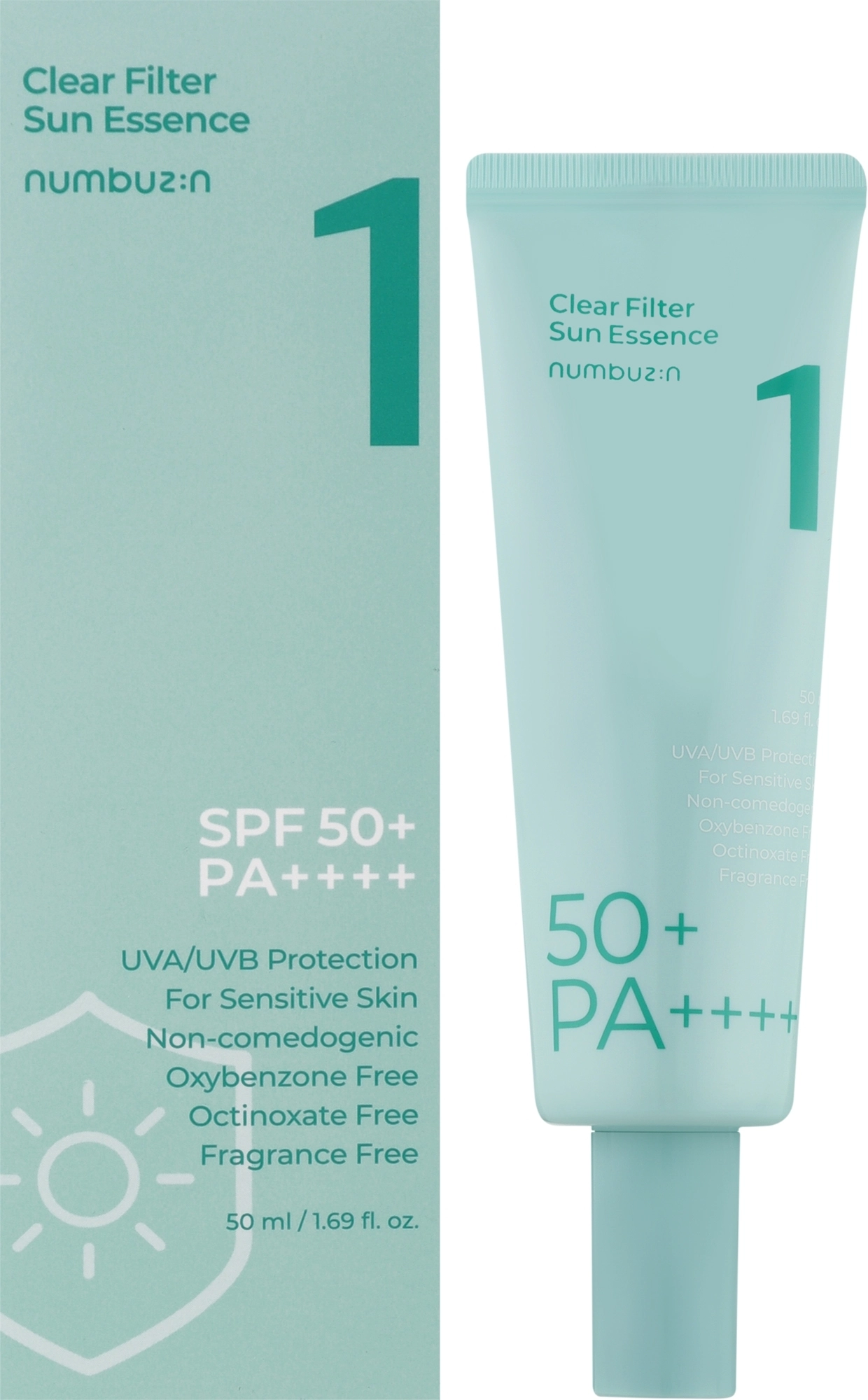 Сонцезахисна есенція для обличчя - NUMBUZIN No.1 Clear Filter Sun Essence SPF50+ PA++++, 50мл - фото N2