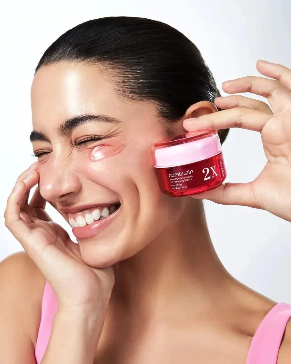 Концентрированная сыворотка для лица с пептидами - NUMBUZIN No.2 Rose PDRN Collagen 2X Plumping Serum, 30 мл - фото N2