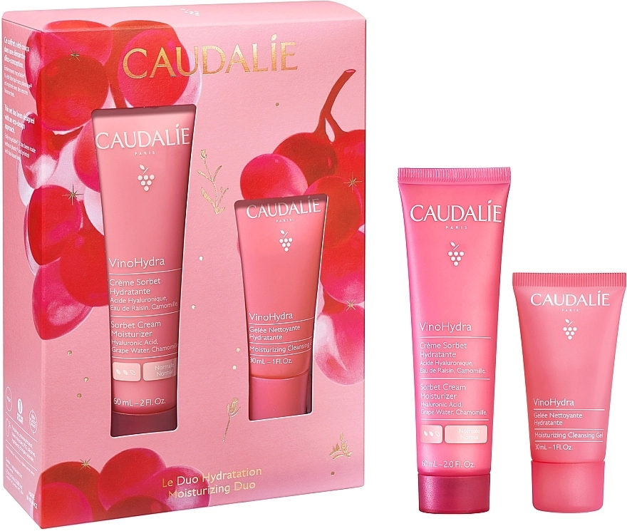 Набір доглядових засобів для обличчя - Caudalie VinoHydra Sorbet Cream Set 2025, (cr/60ml + gel/30ml) - фото N1