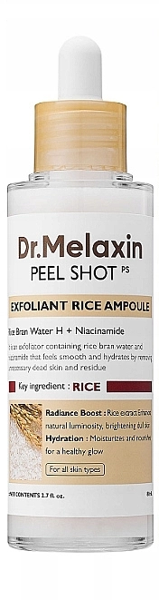 Пилинг для лица с экстрактом белого риса - Dr.Melaxin Peel Shot Exfoliating White Rice Ampoule, 80 мл - фото N2