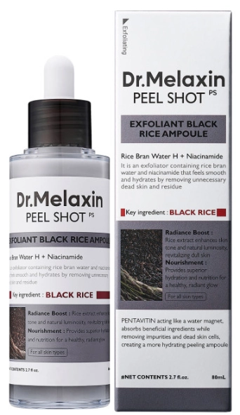 Пилинг для лица с экстрактом черного риса - Dr.Melaxin Peel Shot Exfoliating Black Rice Ampoule, 80 мл - фото N1