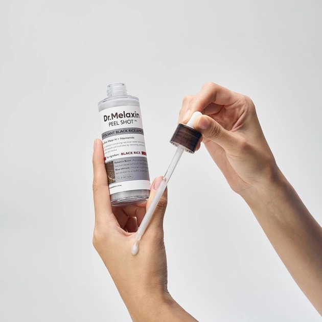 Пилинг для лица с экстрактом черного риса - Dr.Melaxin Peel Shot Exfoliating Black Rice Ampoule, 80 мл - фото N3