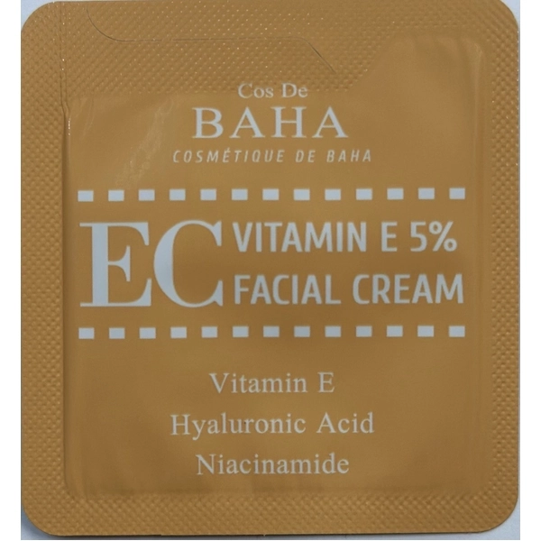 ПРОБНИК Антиоксидантный крем для лица с витамином E 5% - Cos De Baha EC Vitamin E 5% Facial Cream, 1,5 мл - фото N1