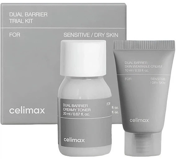 Міні-набір бар'єрних засобів з церамідами - Celimax Dual Barrier Trial Kit, тонер 20 мл + крем 10 мл - фото N1