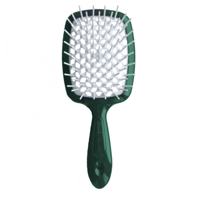Гребінець для волосся - Janeke SMALL SUPER BRUSH, смаргдовмй з білим, маленький - фото N1