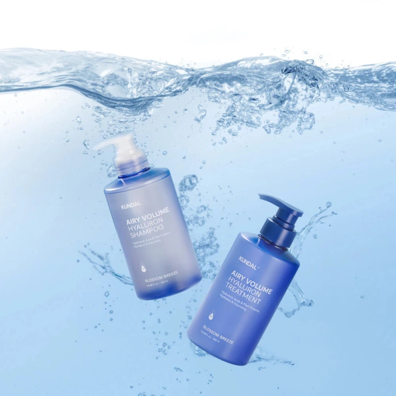 Набор средств по уходу за волосами гиалуроновый "Воздушный объем" - Kundal Airy Volume Hyaluron Edition Blossom Breeze, Shampoo 300ml + Treatment 300ml - фото N2