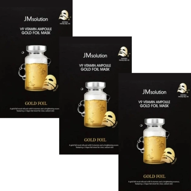 Тканинна маска з вітамінним комплексом - JMsolution V9 Vitamin Ampoule Gold Foil Mask, 35ml - фото N2