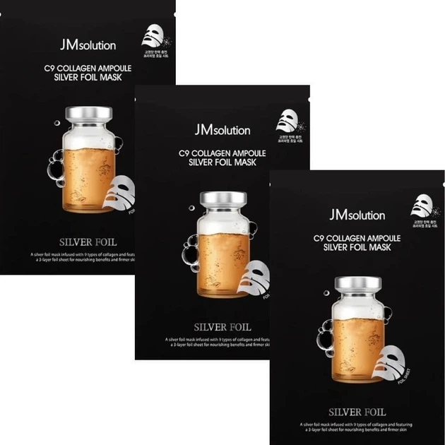 Тканинна маска з колагеном - JMsolution C9 Collagen Ampoule Silver Foil Mask, 35ml - фото N2