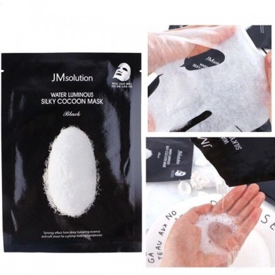 Тканинна маска з протеїнами кокона шовкопряда - JMsolution Water Luminous Silky Cocoon Mask Black, 1 шт - фото N3
