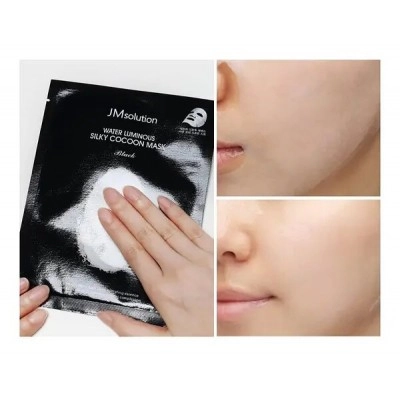 Тканинна маска з протеїнами кокона шовкопряда - JMsolution Water Luminous Silky Cocoon Mask Black, 1 шт - фото N4