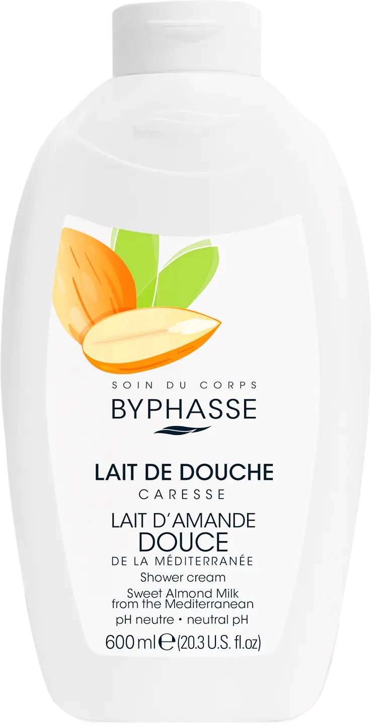 Крем для душа "Миндальное молочко" - Byphasse Caresse Almond Milk Shower Cream, 600 мл - фото N2