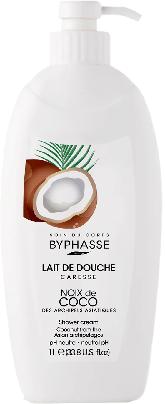 Крем для душу «Кокос» - Byphasse Caresse Coconut Shower Cream, 1000 мл - фото N2