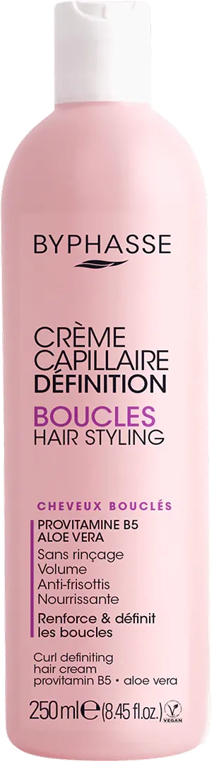 Фіксуючий крем для кучерявого волосся - Byphasse Activ Curl Defining Hair Cream Provitamin B5 & Aloe Vera, 250 мл - фото N2