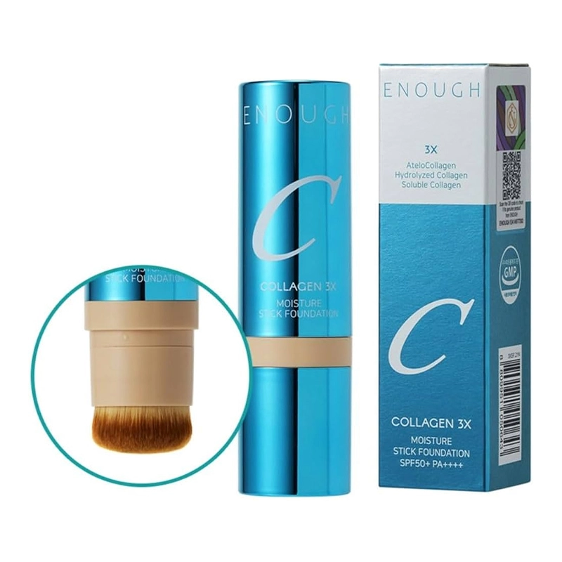 Тональний крем-стік з пензликом - Enough Collagen 3X Moisture Stick Foundation SPF50+ PA++++, №13, 14 г - фото N2