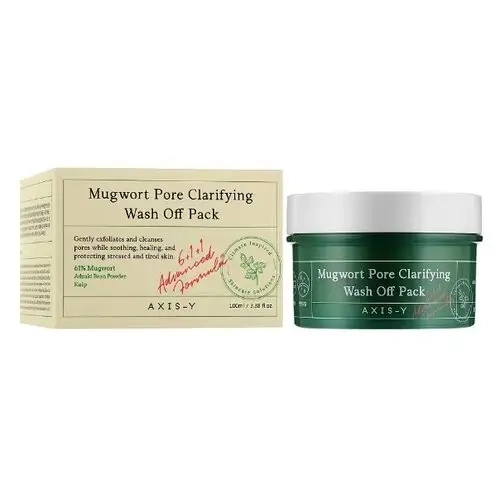 Глиняна очищаюча маска з екстрактом полину - AXIS-Y Mugwort Pore Clarifying Wash Off Pack, 100 мл, ПРИМ'ЯТЕ ПАКУВАННЯ - фото N2