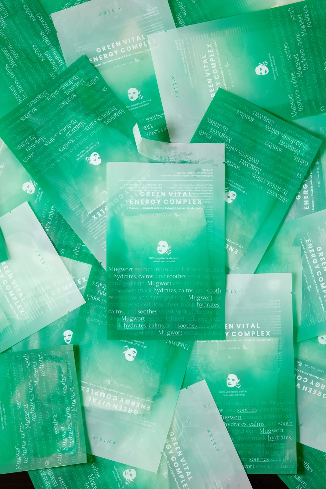 Маска тканинна заспокійлива з полином - AXIS-Y Mugwort Green Vital Energy Complex Sheet Mask, 27 мл - фото N5