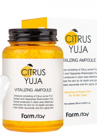 Сыворотка для лица с экстрактом юдзу - FarmStay Citrus Yuja Vitalizing Ampoule, 250 мл - фото N2