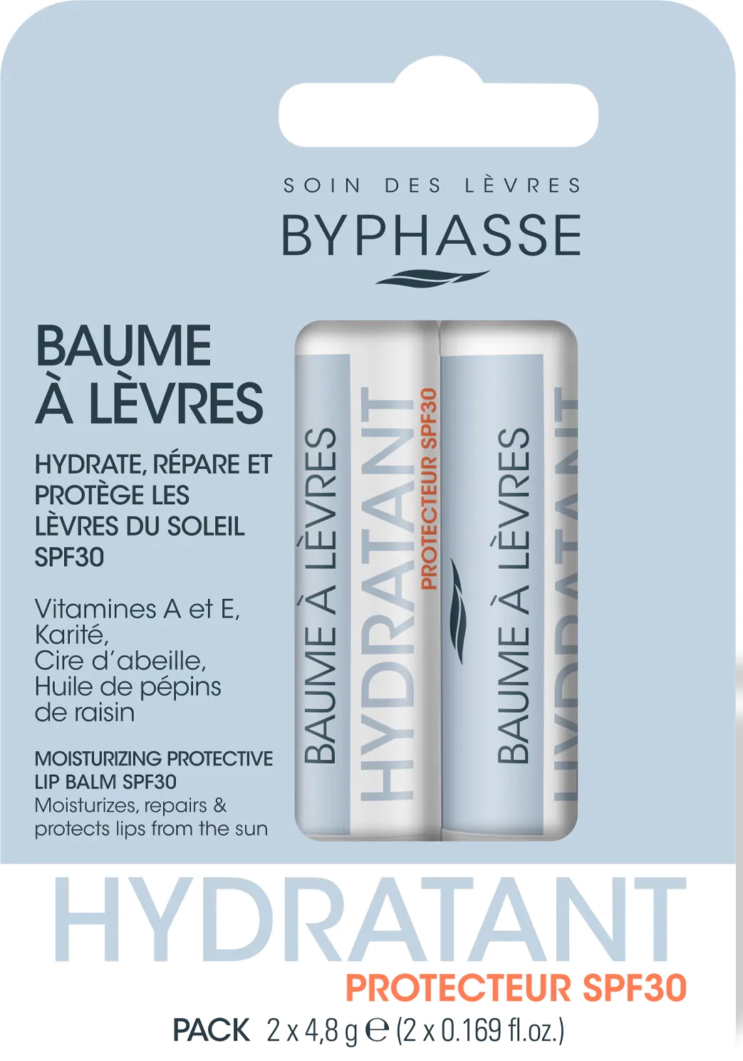 Защитный бальзам для губ - Byphasse Protection Lip Balm SPF30, 4.8 г, 2 шт - фото N2