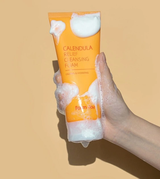 Пінка для вмивання заспокійлива з екстрактом календули - FarmStay Calendula Relief Cleansing Foam, 180ml - фото N3