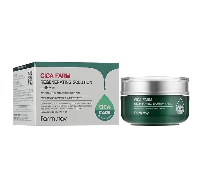 Крем для лица восстанавливающий с центеллой азиатской - FarmStay Cica Farm Regenerating Solution Cream, 50ml - фото N2