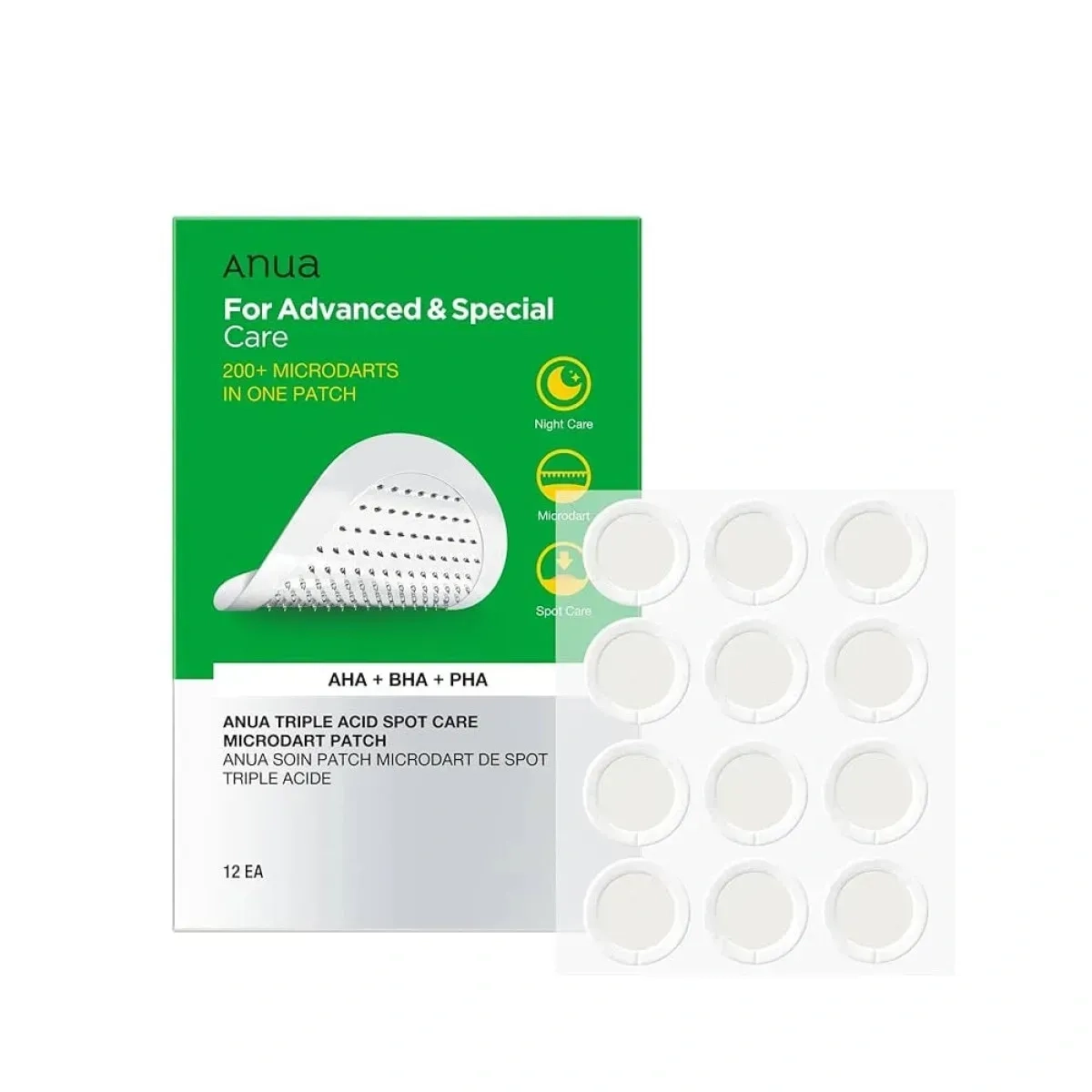 Патчі проти прищів з кислотами - ANUA Triple Acid Spot Care Microdart Patch, 12 шт - фото N2