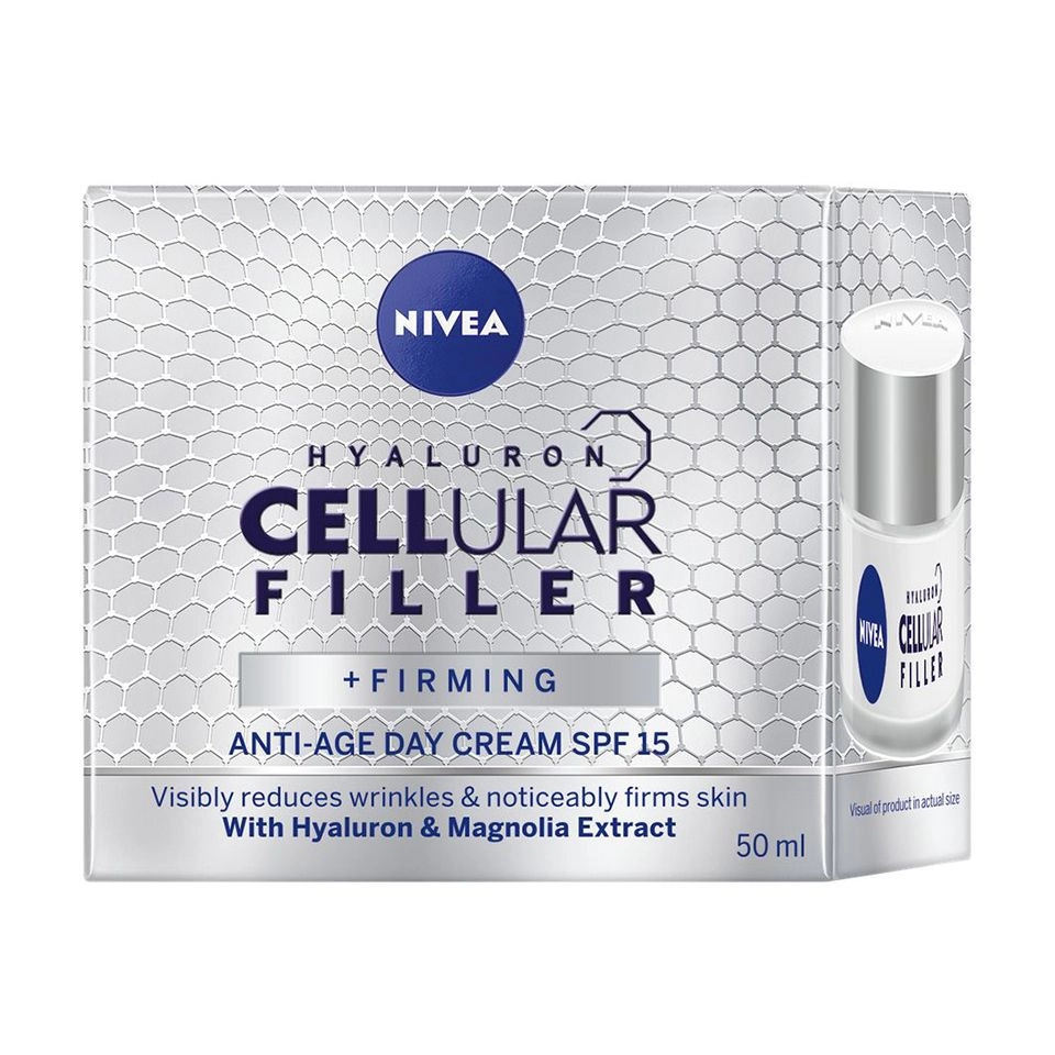 Nivea Дневной крем для кожи лица Hyaluron Cellular Filler SPF 15 антивозрастной против морщин, 50 мл - фото N1