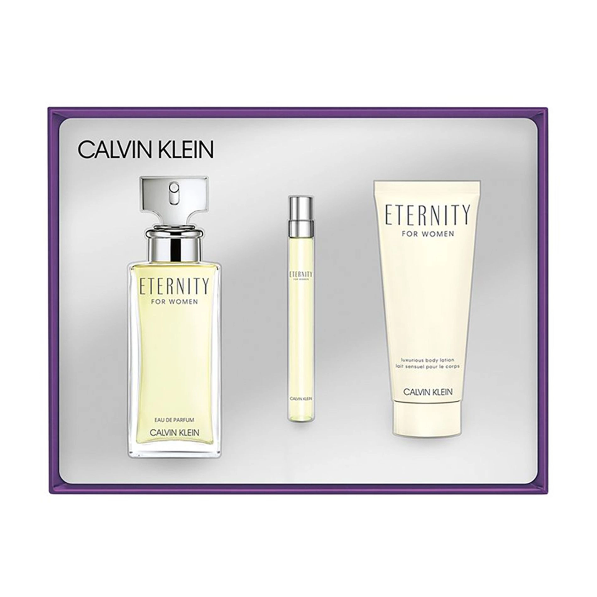 Calvin Klein Парфумований набір жіночий Eternity (парфумована вода, 100 мл + лосьйон для тіла, 100 мл + парфумована вода, 10 мл) - фото N2