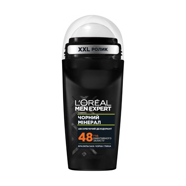 L’Oreal Paris Кульковий абсорбуючий чоловічий дезодорант L'Oreal Men Expert Чорний мінерал, захист від запаху 48 H, 50 мл - фото N1