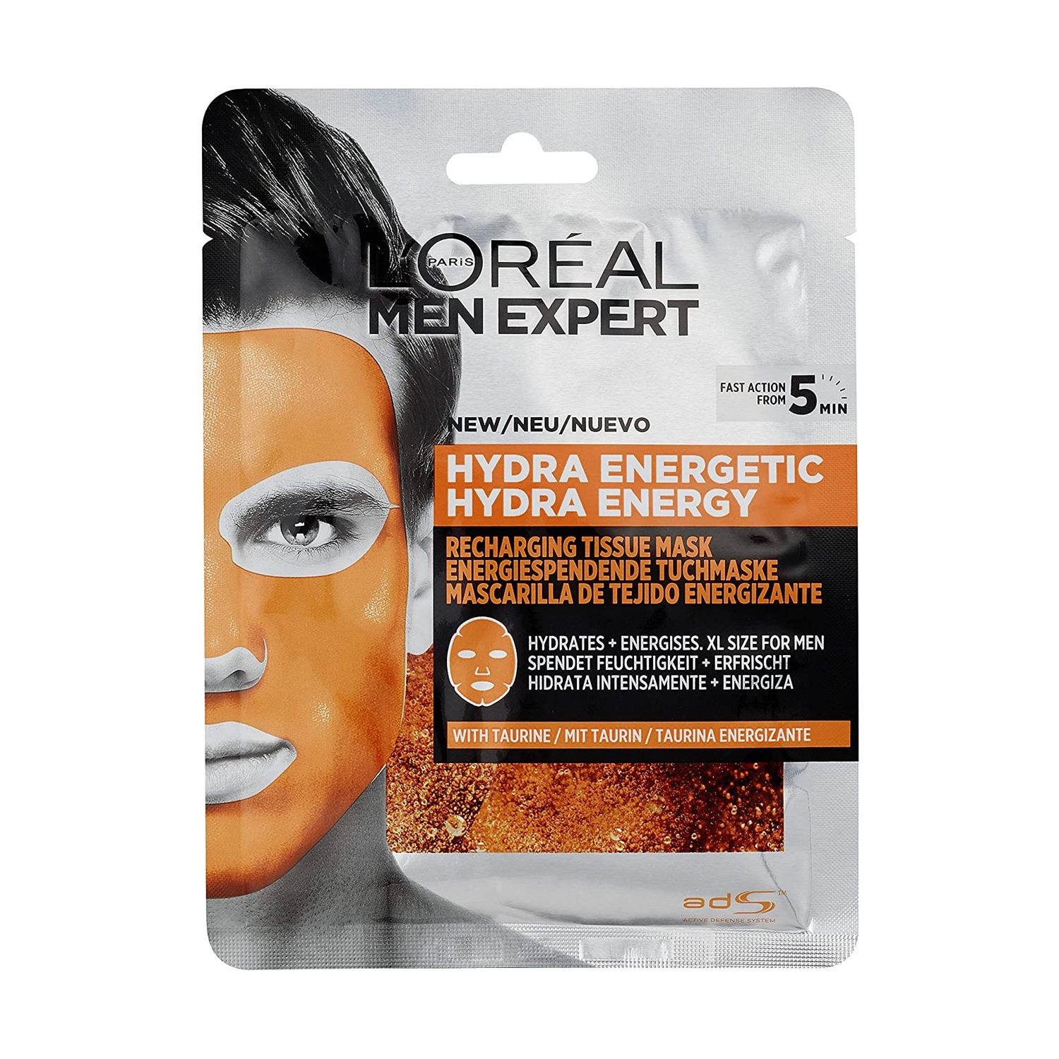 L’Oreal Paris Тканинна маска для шкіри обличчя L'Oreal Paris Men Expert Hydra Energetic для чоловіків, 30 г - фото N1