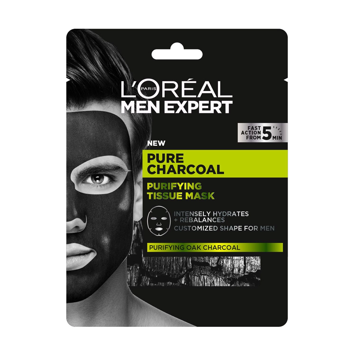 L’Oreal Paris Тканинна маска для шкіри обличчя L'Oreal Paris Men Expert Pure Charcoal для чоловіків, 30 г - фото N1