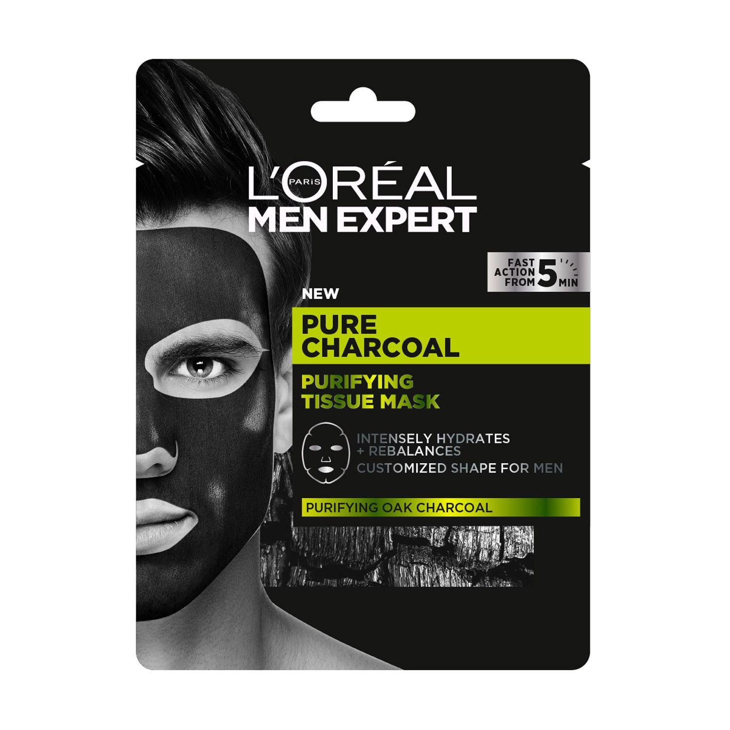 L’Oreal Paris Тканевая маска для кожи лица L'Oreal Paris Men Expert Pure Charcoal для мужчин, 30 г - фото N1