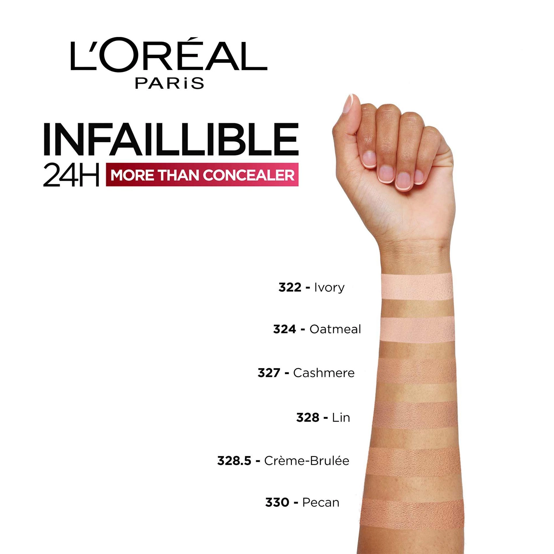 L’Oreal Paris Консилер для обличчя L'Oreal Paris Infaillible More Than Concealer, 328.5 Creme Brulee, 11 мл - фото N3