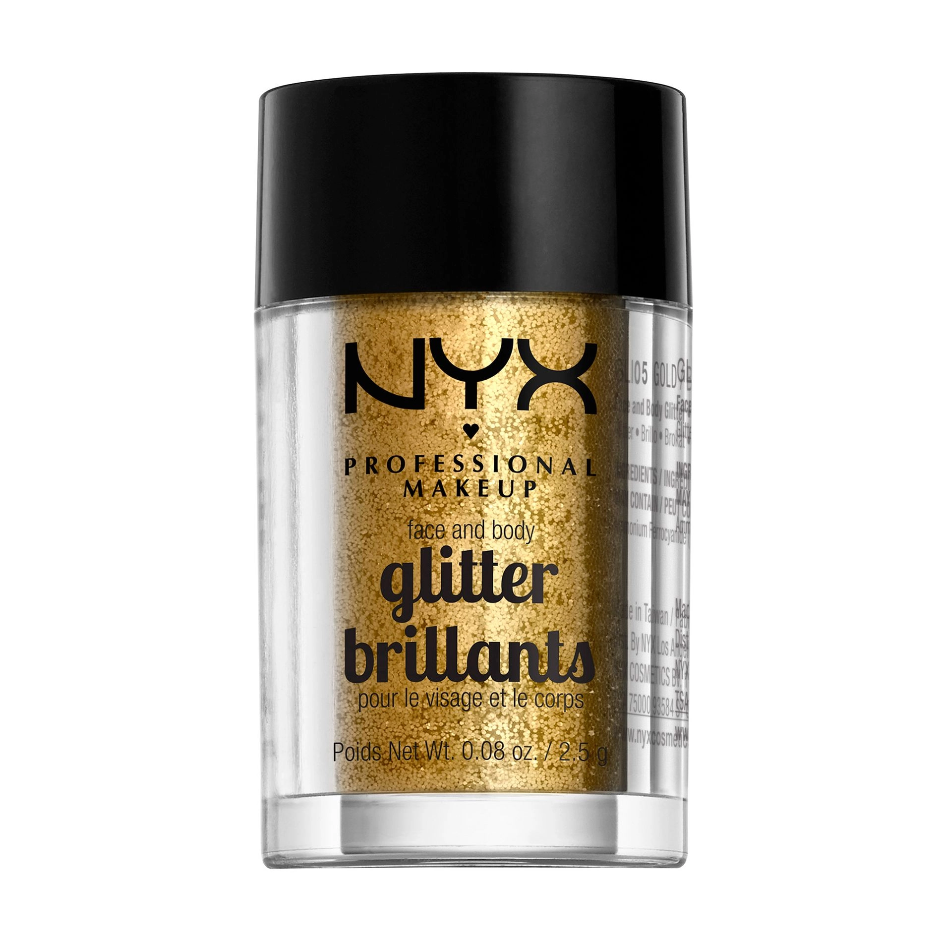 NYX Professional Makeup Глітер для обличчя та тіла Face & Body Glitter Brillants, 05 Gold, 2.5 г - фото N1