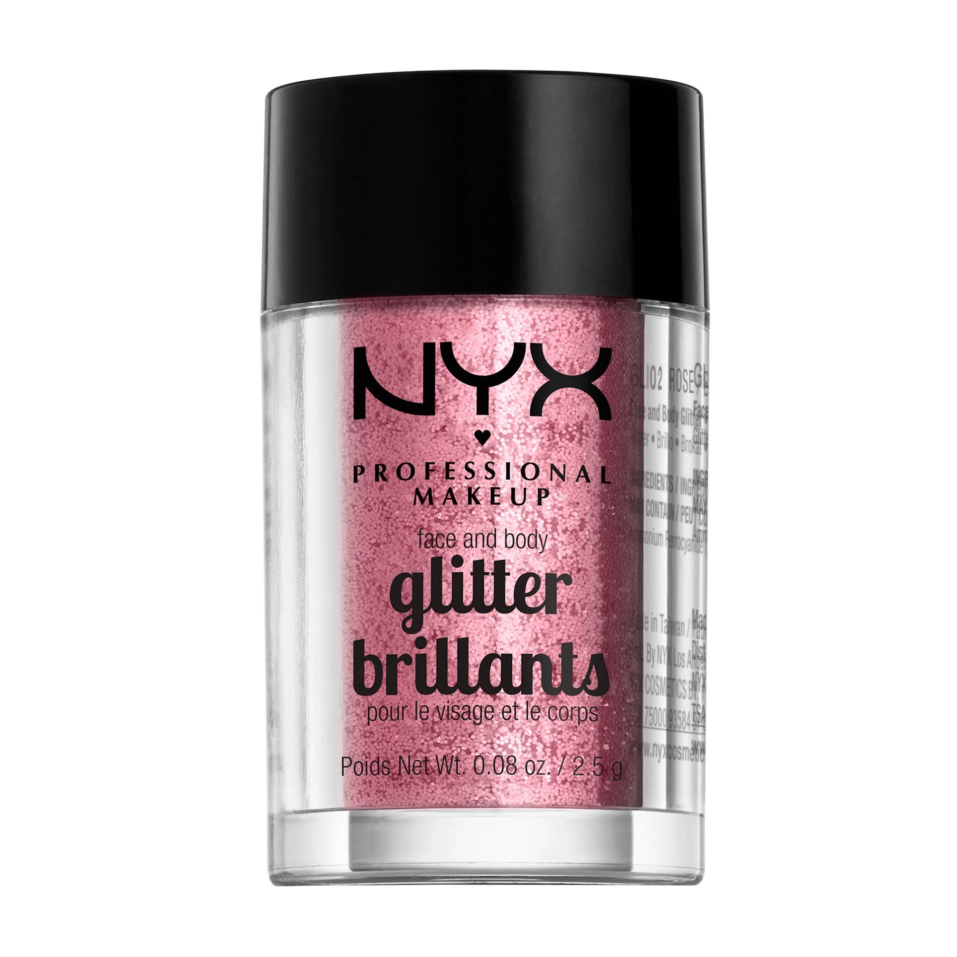 NYX Professional Makeup Глітер для обличчя та тіла Face & Body Glitter Brillants, 02 Rose, 2.5 г - фото N1