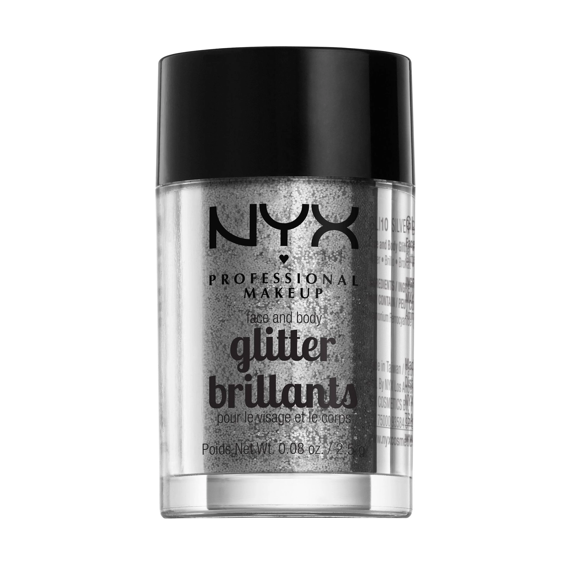 NYX Professional Makeup Глиттер для лица и тела Face & Body Glitter Brillants, 10 Silver, 2.5 г - фото N1