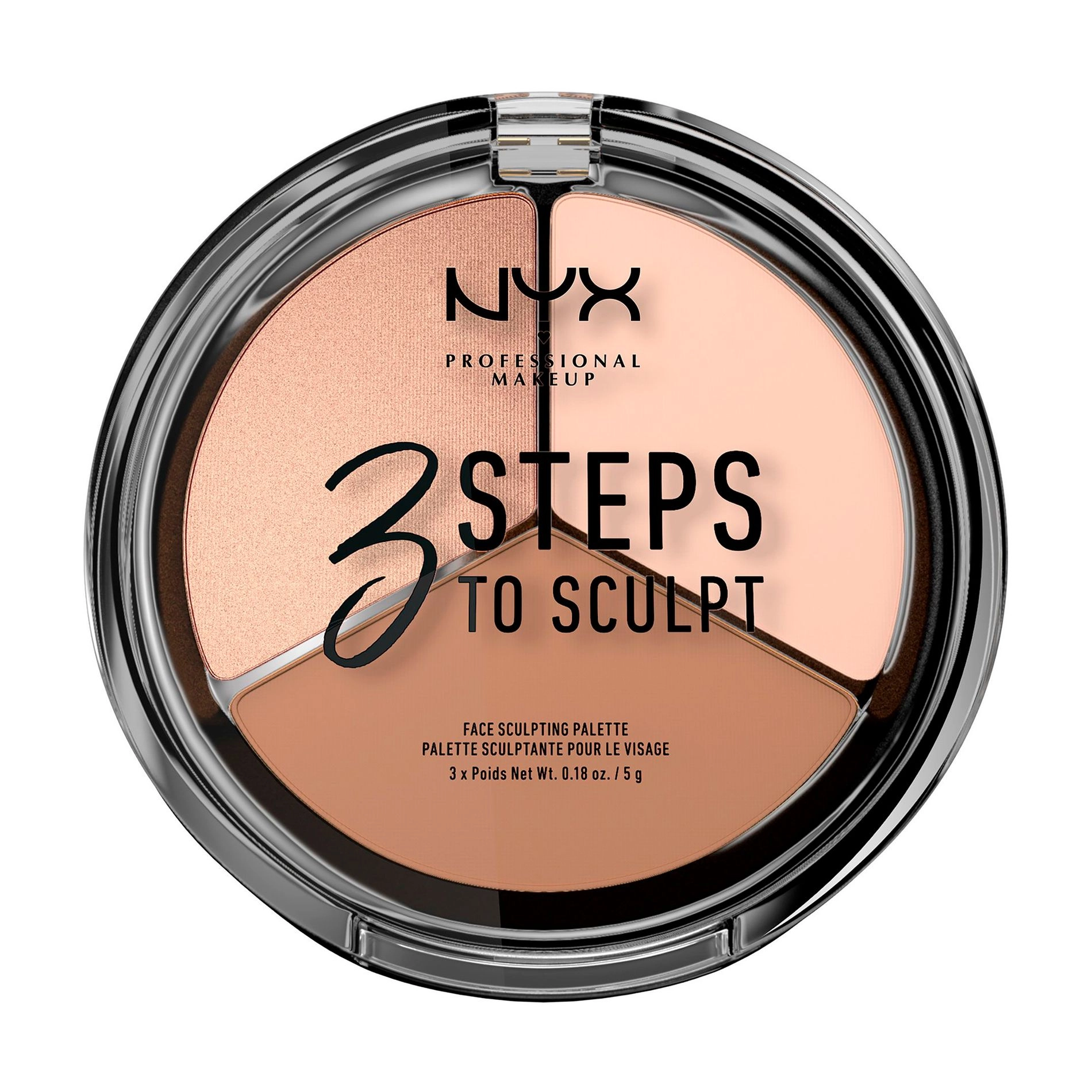 NYX Professional Makeup Палетка для контурингу обличчя 3 Steps To Sculpt Face Sculpting Palette 01 Fair, 5 г - фото N1