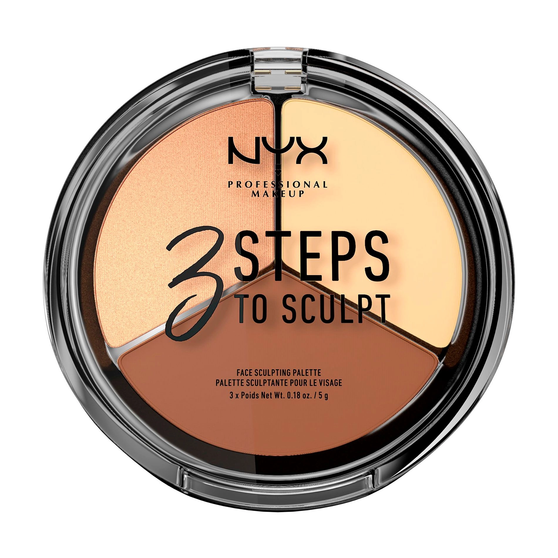 NYX Professional Makeup Палетка для контуринга лица 3 Steps To Sculpt Face Sculpting Palette 02 Light, 5 г - фото N1