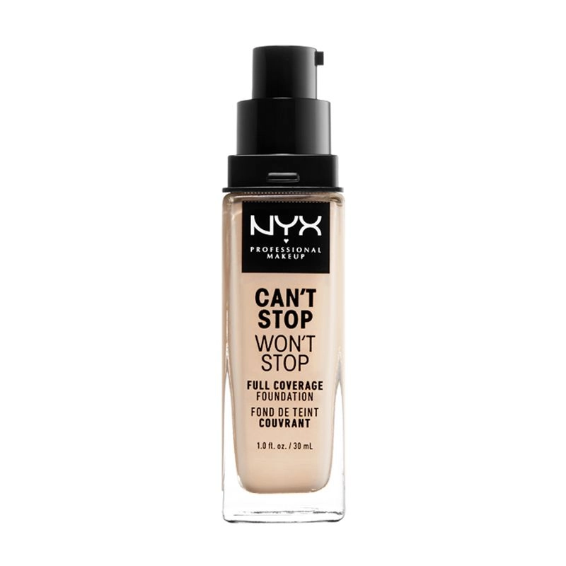 NYX Professional Makeup Тональна основа Can't Stop Won't Stop Full Coverage Foundation, водостійка, 01 Pale, 30 мл - фото N2