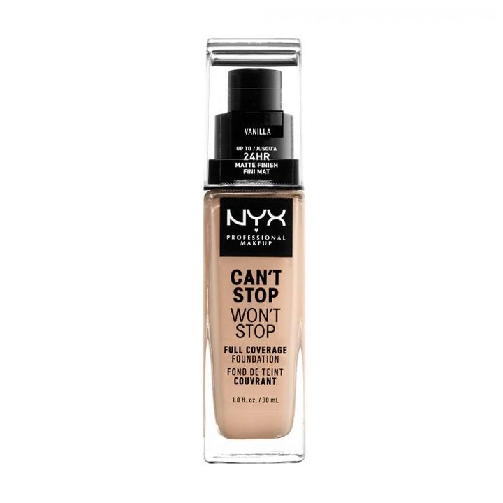 NYX Professional Makeup Тональна основа Can't Stop Won't Stop Full Coverage Foundation, водостійка, 06 Vanilla, 30 мл - фото N1