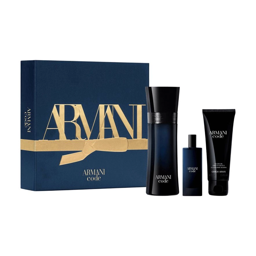 Giorgio Armani Парфюмированный набор мужской Code Pour Homme (туалетная вода, 15 мл + туалетная вода, 75 мл + гель для душа, 75 мл) - фото N1