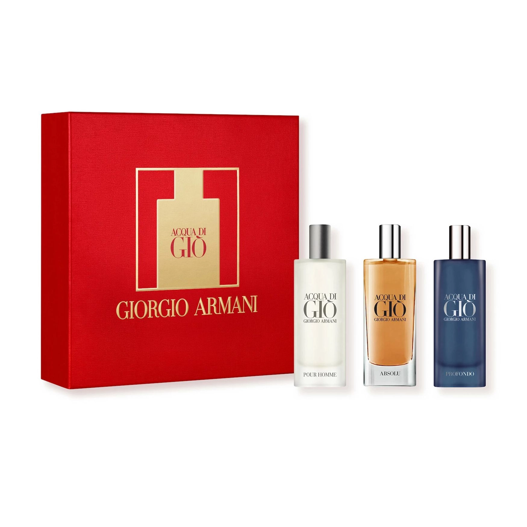 Giorgio Armani Парфюмированный набор мужской Acqua di Gio (Pour Homme, 15 мл + Absolu, 15 мл + Profondo, 15 мл) - фото N1